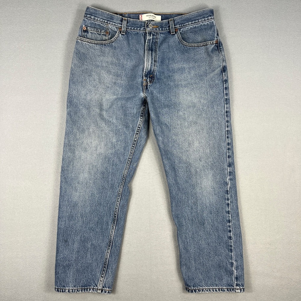 VTG Levis 505 Jeans Mens 36x27 Distressed Straight Fit Blue Denim‎ Y2K 2000s